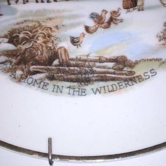 "A Home In The Wilderness" By Currier & Ives Decorated Plate W/Wall Plate Hanger - Picture 9 of 10